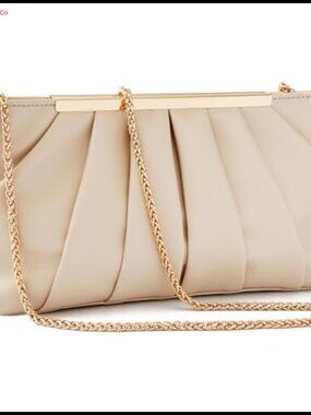 Pleated Clutch Purse Vegan Leather Evening Bag Formal Handbag